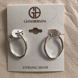 Sterling silver plain oval hoop Earrings 1”